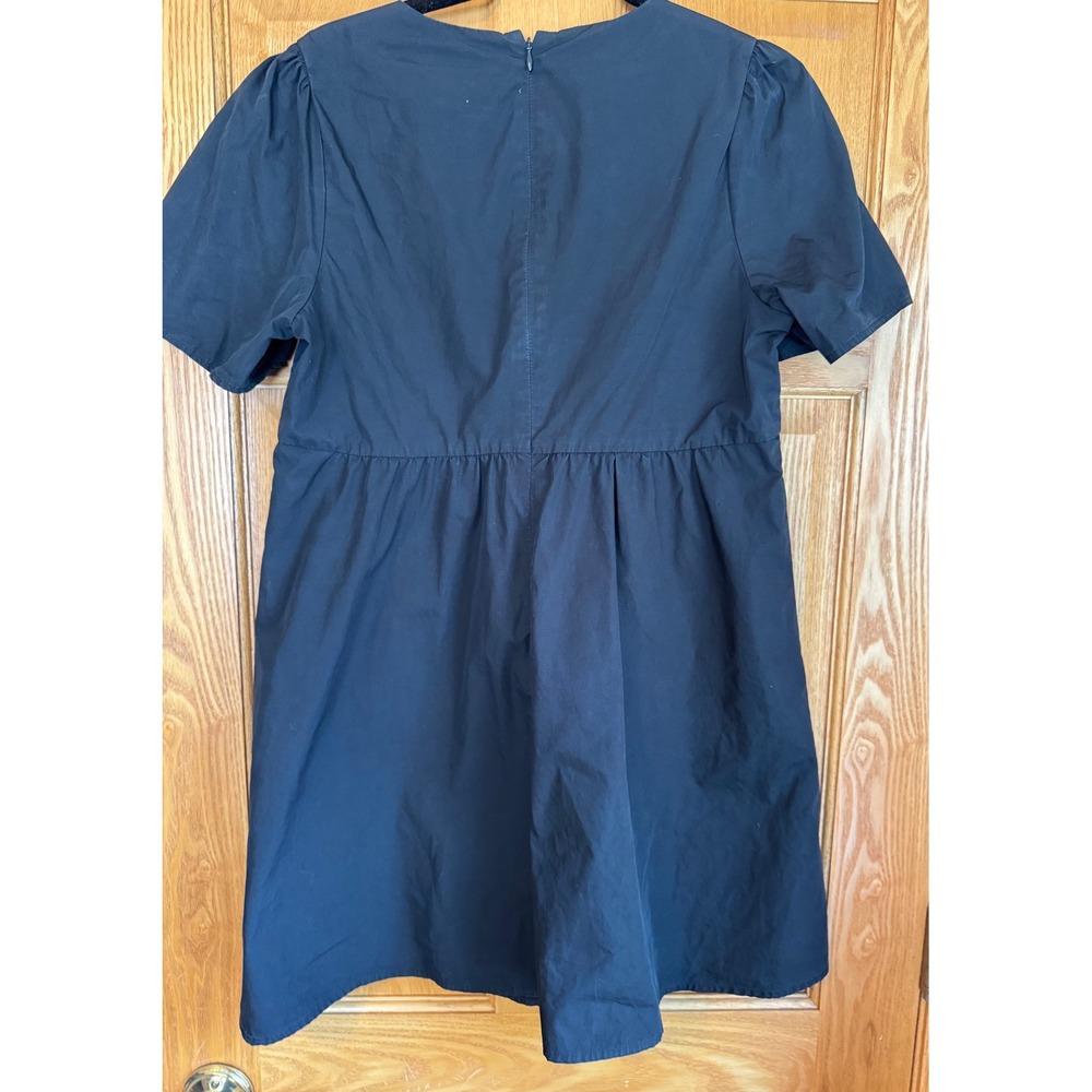 Madewell Black Cotton Tie-Front Babydoll Mini Dress AL312 Size 10 - Picture 5 of 9